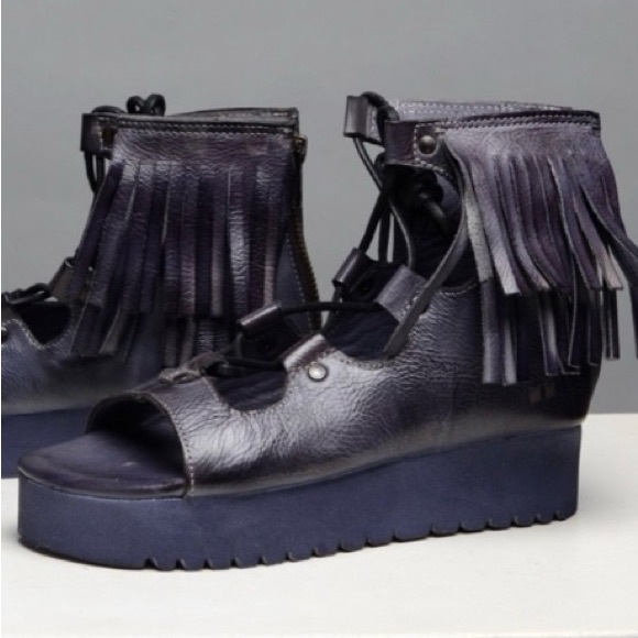 Rare BED STU Sandals MADISON Zip Fringe Gray Blue Purple Leather Size 7.5 - Picture 12 of 15
